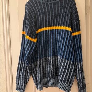 Vintage Navy and Yellow Striped Crewneck Sweater